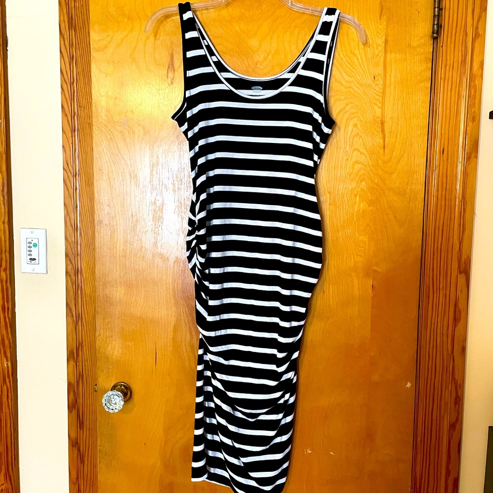 Old Navy striped maternity maxi with rouched sides